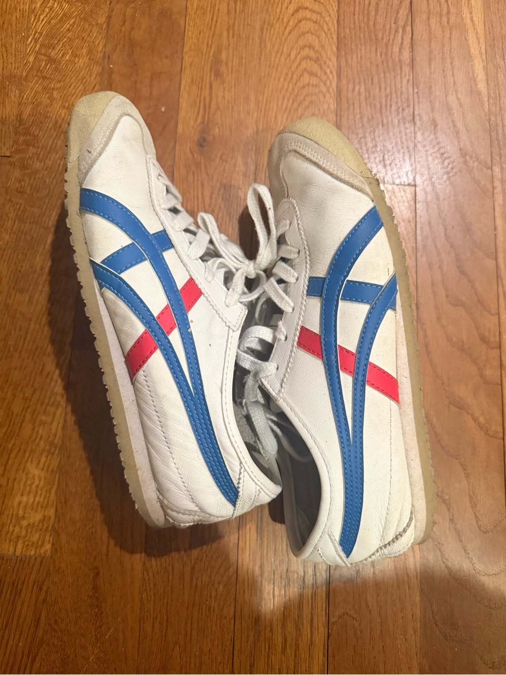 Onitsuka Tiger -Mexico- White Sneakers with Blue & Red Stripes - Picture 3 of 3